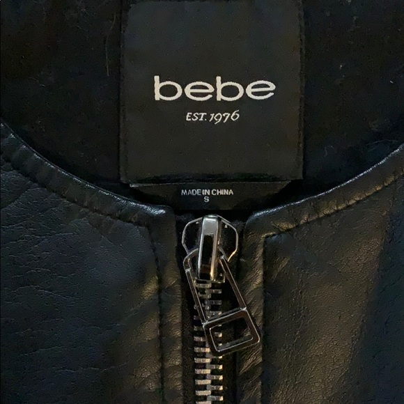 Bebe Crop Black Leather Jacket - Picture 3 of 7